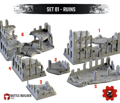 Ruined Buildings by Txarli Factory BattleBuilder Tech - Mecha.Net Studios